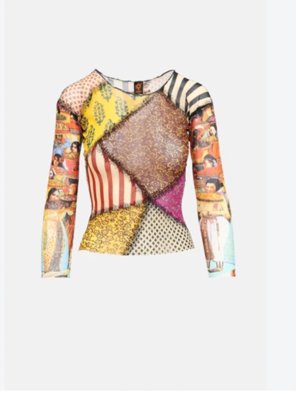 Jean Paul Gaultier Mesh Patchwork Y2K Top Size Medium NWT